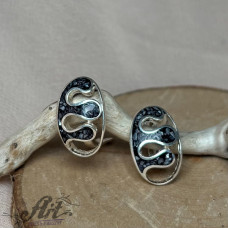 Сребърни обеци с цветен седеф E-1453